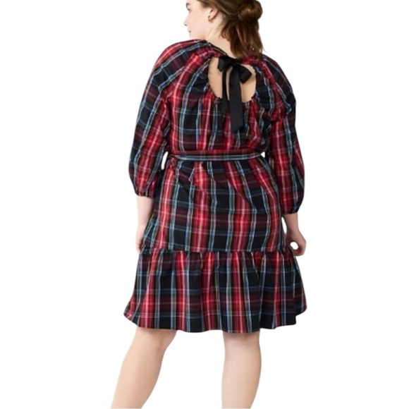 NWT Draper James RSVP Plaid Tiered Bow Back Dress XXL - Picture 2 of 10
